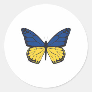 Catumet International Ukraine Flag Butterfly Classic Round Sticker