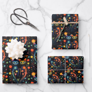 Caturday Artsy Abstract Attitude Cats Wrapping Paper Sheet