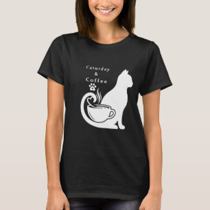 Caturday & Coffee Cute Cat and Coffee Lover's Desi T-Shirt