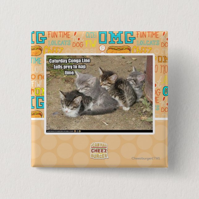 Caturday Conga Line 15 Cm Square Badge (Front)