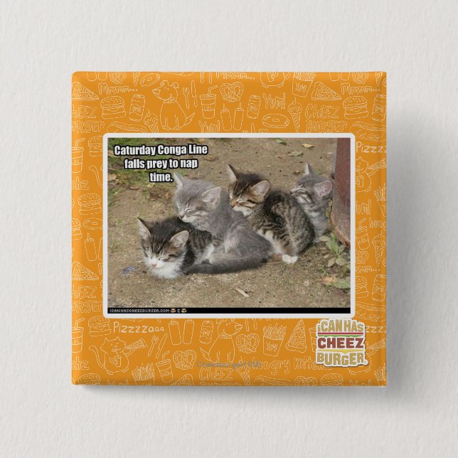 Caturday Conga Line 15 Cm Square Badge (Front)