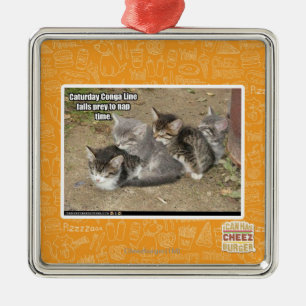 Caturday Conga Line Metal Ornament