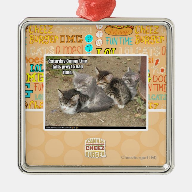 Caturday Conga Line Metal Tree Decoration (Front)