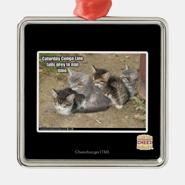 Caturday Conga Line Metal Tree Decoration (Front)