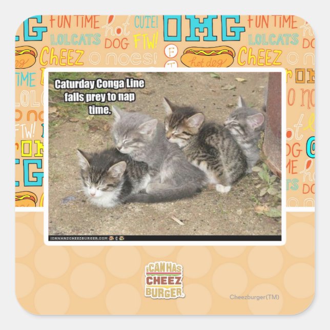 Caturday Conga Line Square Sticker (Front)