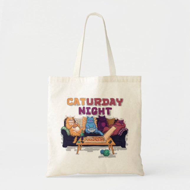 Caturday Night Tote Bag (Front)