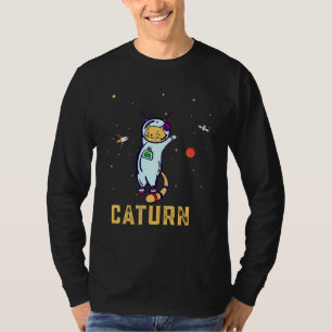 Caturn Astronomy Moon Cosmos Galaxy Universe Space T-Shirt