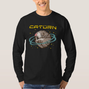 Caturn Cat in Space Planet Saturn Kitten Astronomy T-Shirt