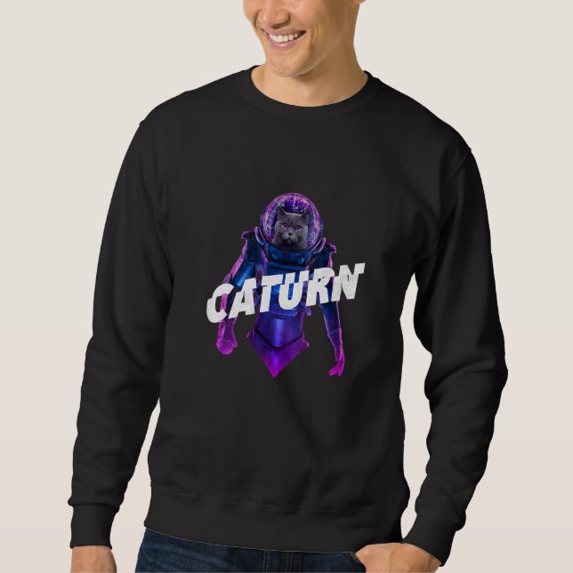 Caturn Space Cat  Astronaut Sweatshirt (Front)
