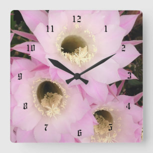 Catus flower watch square wall clock