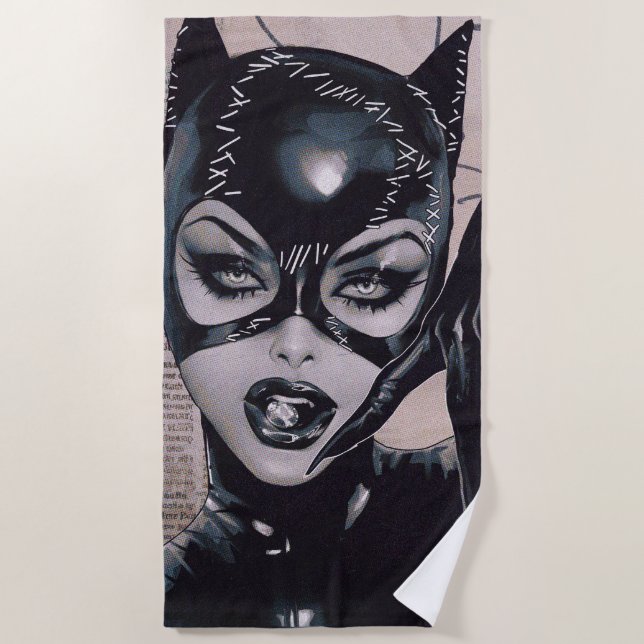 Catwoman #50 Sozomaika Cover Illustration Beach Towel (Front)