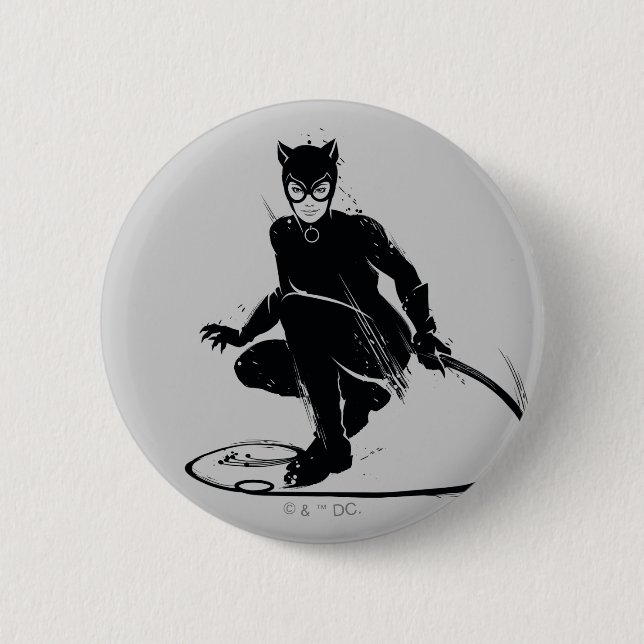 Catwoman Ink Brush Pose 6 Cm Round Badge (Front)