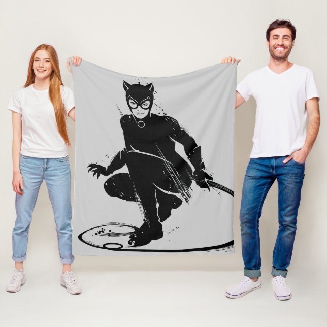 Catwoman Ink Brush Pose Fleece Blanket (In Situ)