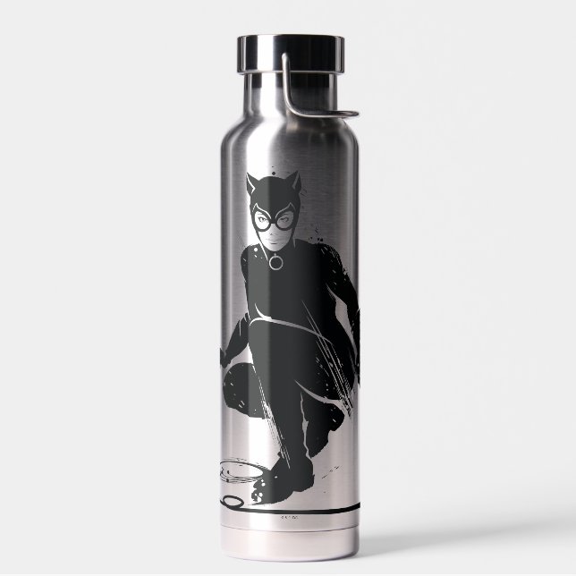Catwoman Ink Brush Pose Water Bottle (Left)