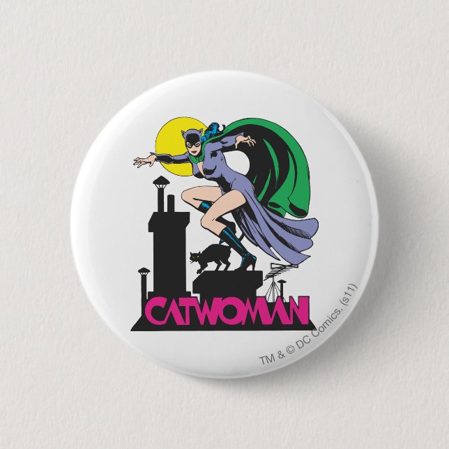 Catwoman & Pink Name 6 Cm Round Badge (Front)