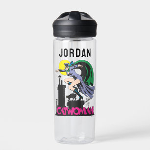 Catwoman & Pink Name Water Bottle