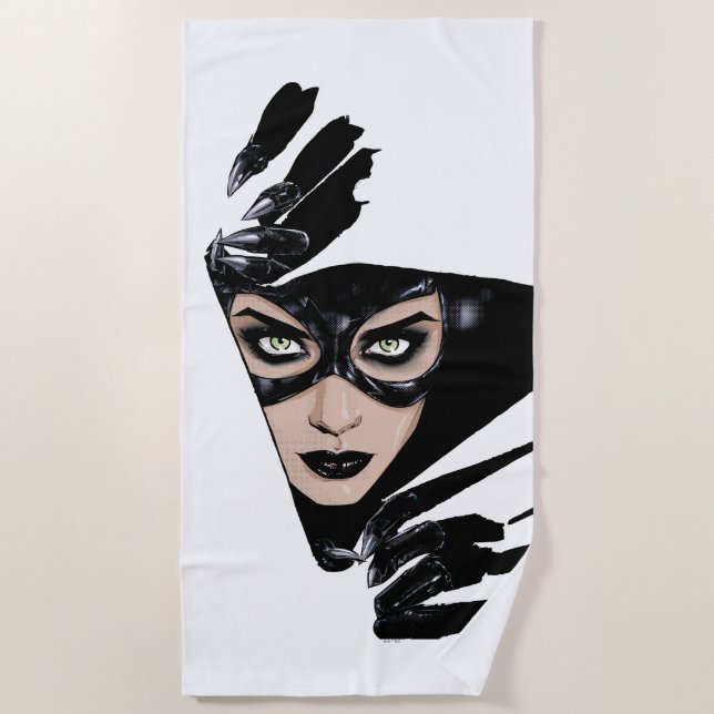 Catwoman The Claws Are Out Cover Illustration Beach Towel (Front)