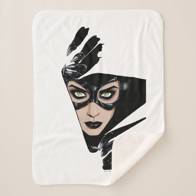 Catwoman The Claws Are Out Cover Illustration Sherpa Blanket (Front)