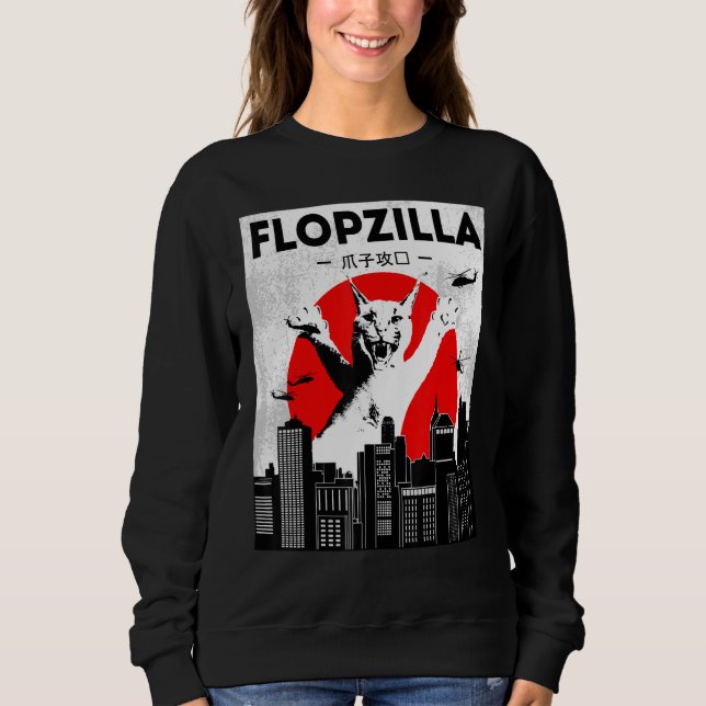 Catzilla big floppa meme Flopzilla Caracal Cat Sweatshirt (Front)