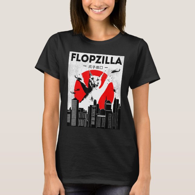 Catzilla big floppa meme Flopzilla Caracal Cat T-Shirt (Front)