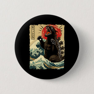 Catzilla Cat Art Funny Cat Japanese For Men Women 6 Cm Round Badge