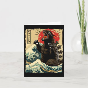 Catzilla Cat Art Funny Cat Japanese For Men Women  Card