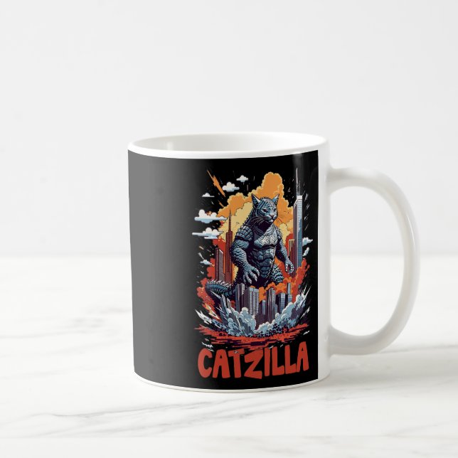 Catzilla Cat City Skyline Funny  Coffee Mug (Right)