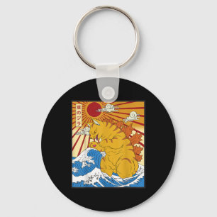 Catzilla Cat Japanese Anime Kawaii Funny Graphic T Key Ring