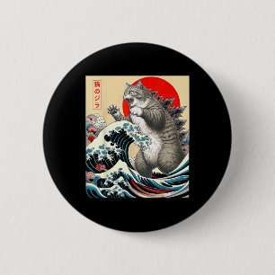 Catzilla Cat Japanese Art 6 Cm Round Badge