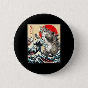 Catzilla Cat Japanese Art 6 Cm Round Badge