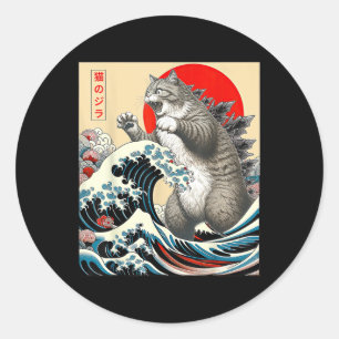 Catzilla Cat Japanese Art Classic Round Sticker