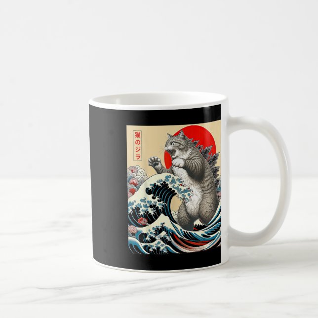 Catzilla Cat Japanese Art  Coffee Mug (Right)