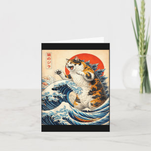 Catzilla Cat Japanese Art Funny Cat for Men Women Card