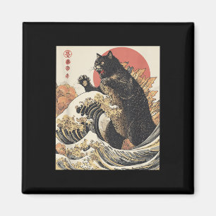 Catzilla Cat Japanese Art Funny Cat For Men Women Magnet