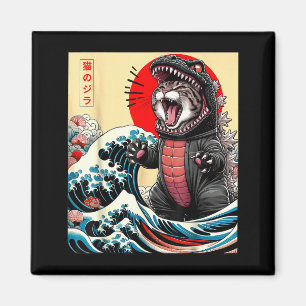 Catzilla Cat Japanese Art Funny Cat For Men Women Magnet