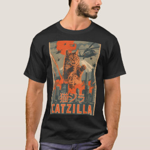 Catzilla Cat Japanese Art Funny Cat For Men Women  T-Shirt