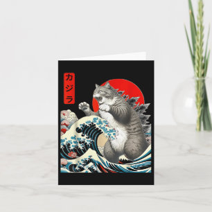Catzilla Cat Japanese Art Funny Cat Gifts For Men  Card