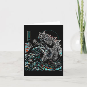 Catzilla Cat Japanese Art Funny Cat Gifts For Men Card