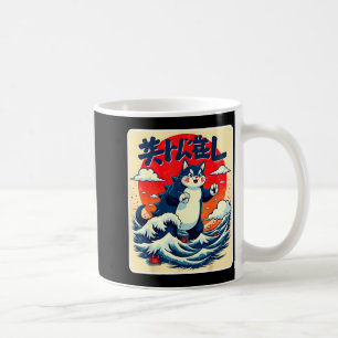 Catzilla Cat Japanese Art Funny Cat Gifts For Men Coffee Mug