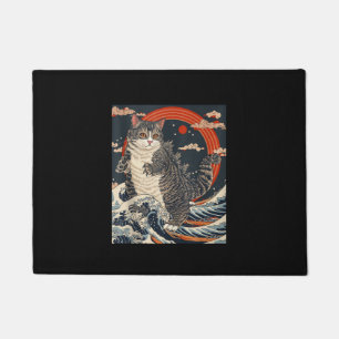 Catzilla Cat Japanese Art Funny Cat Gifts For Men  Doormat