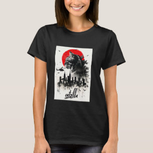 Catzilla Cat Japanese Art Funny Cat Gifts For Men  T-Shirt