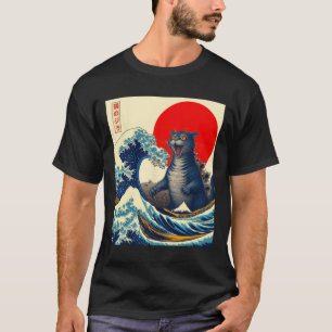Catzilla Cat Japanese Art Funny Cat Gifts For Men  T-Shirt