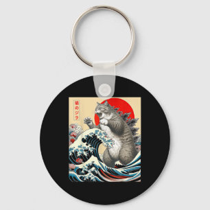 Catzilla Cat Japanese Art Key Ring