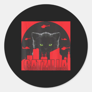 Catzilla Cat Japanese Cat Funny Catzilla Classic Round Sticker