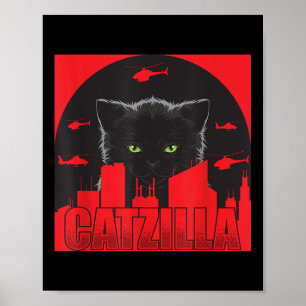 Catzilla Cat Japanese Cat Funny Catzilla  Poster