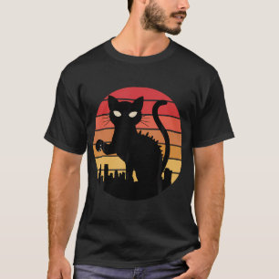 Catzilla Cat Japanese Sunset Retro Cute For Men T-Shirt