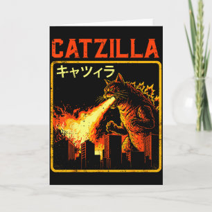 Catzilla Cat Monster Funny Japanese Parody Women M Card