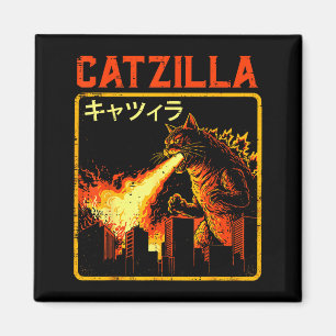 Catzilla Cat Monster Funny Japanese Parody Women M Magnet