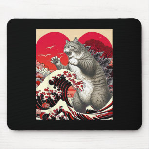 Catzilla Cat Valentine Japanese Art Funny Cat Gift Mouse Pad