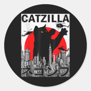 Catzilla Cute Art Japanese Cat Stuff For Cat Lover Classic Round Sticker